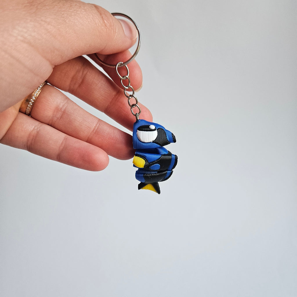 Bewegliche blaue Fisch – Schlüsselanhänger
